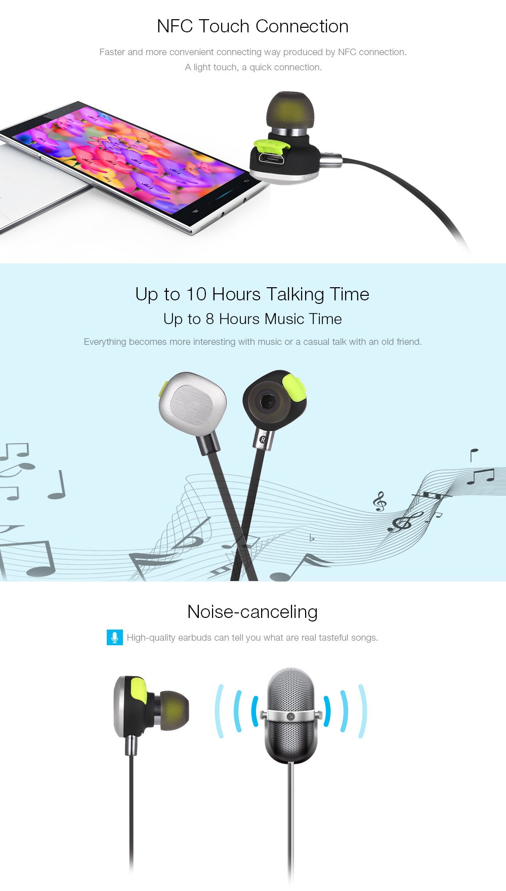 MIFO U5 Plus Bluetooth Waterproof Sport Earbuds Support NFC Function - Green