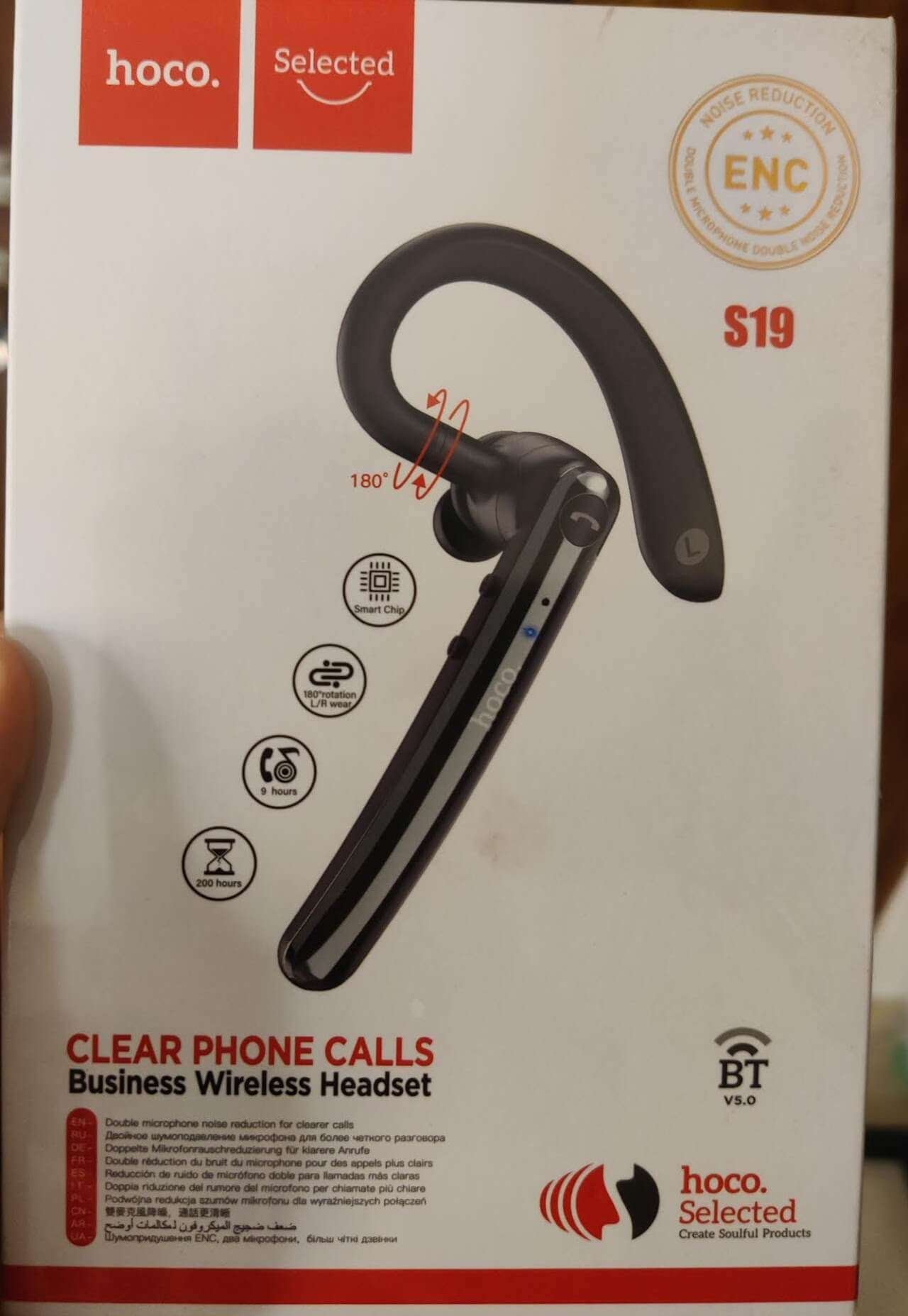 Original Hoco S19 ENC Noise Reduction Single Ear Wireless Bluetooth Headphone Original Hoco S19 ENC Noise Reduction Single Ear Wireless Bluetooth Headphone