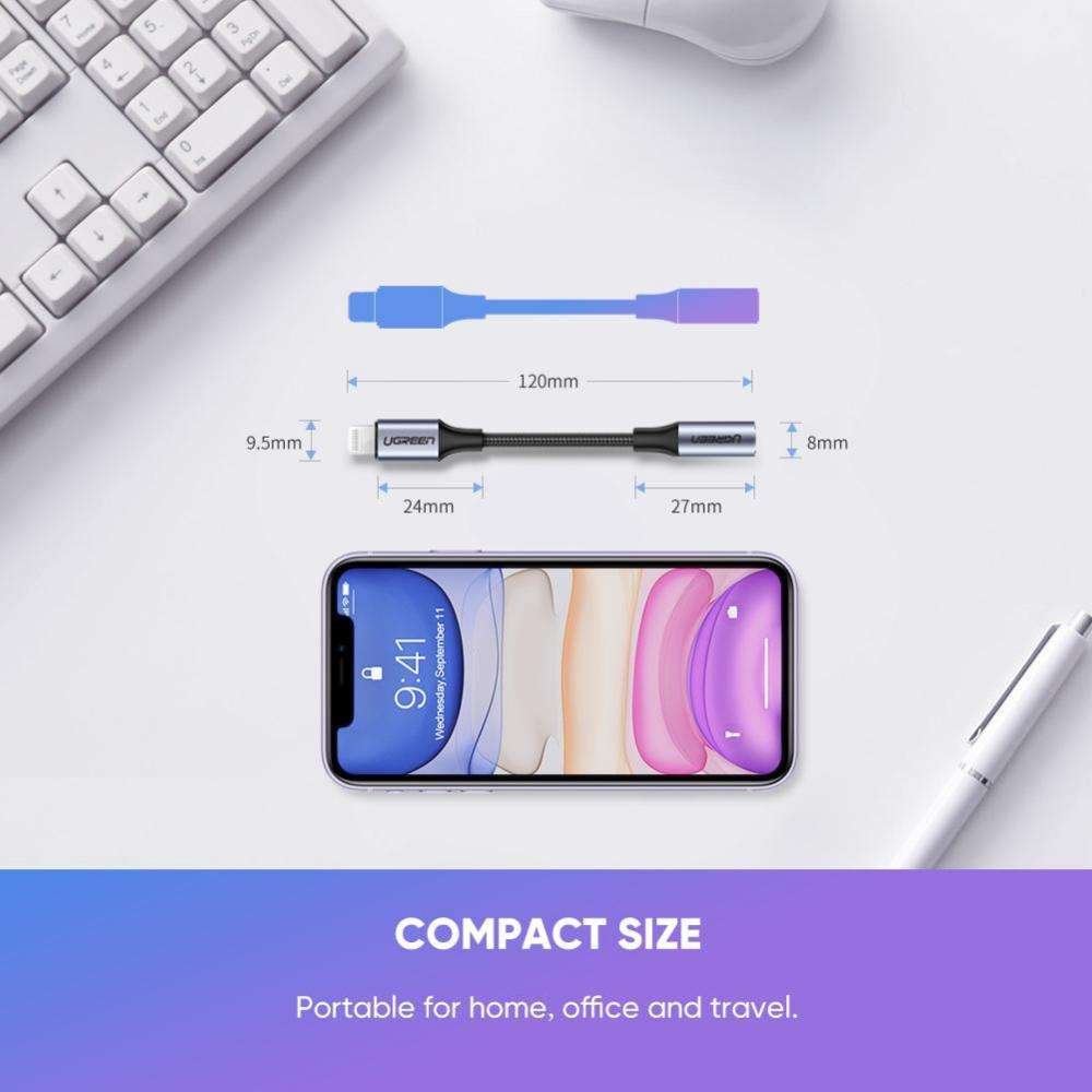 Ugreen Lightning to 3.5mm Jack Headphones Adapter (Apple MFi Certified) 4 Ugreen Lightning to 3.5mm Headset Adapter