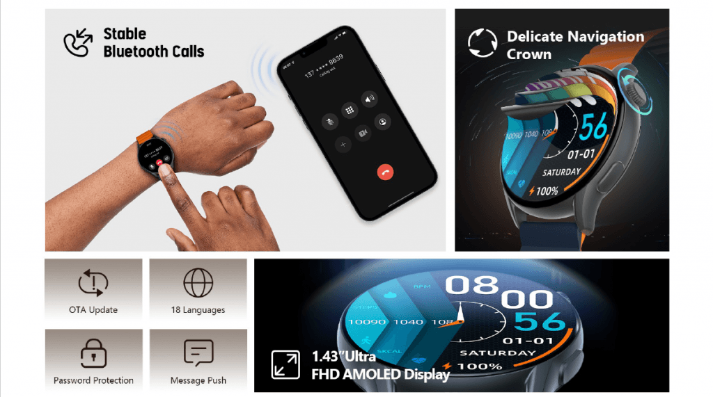 Original Kieslect KR Pro Calling Smart Watch Dual Strap Kieslect KR Pro Calling Smart Watch