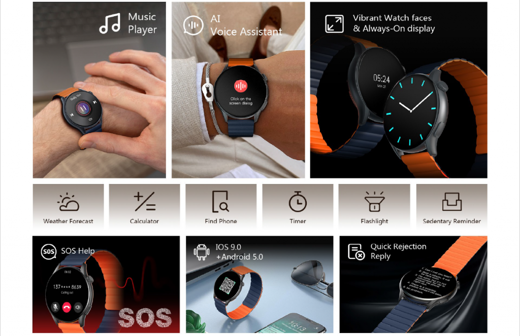 Original Kieslect KR Pro Calling Smart Watch Dual Strap Original Kieslect KR Pro Calling Smart Watch Dual Strap