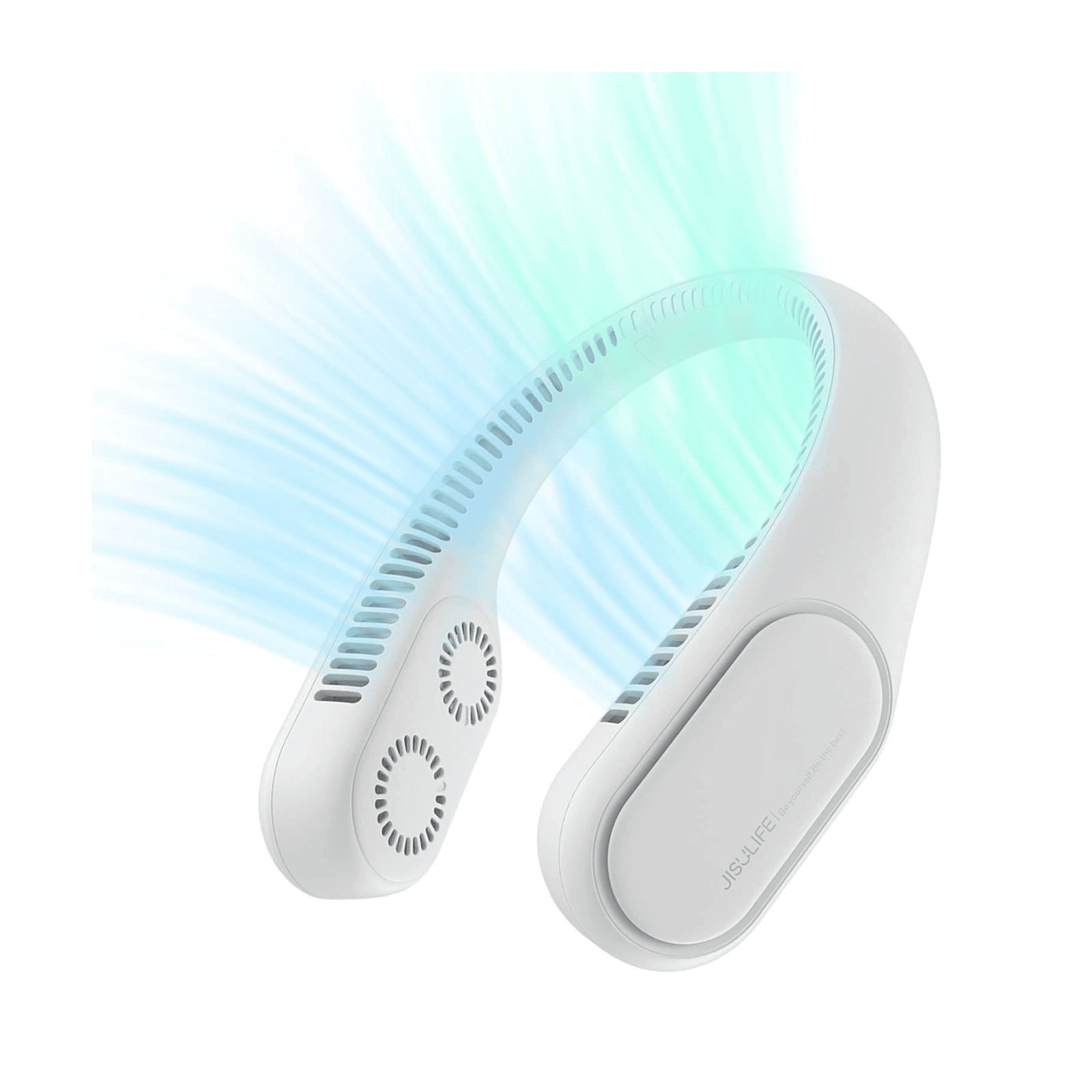 JISULIFE-FA12R-Rechargeable-4000mAh-Bladeless-Twin-Turbine-Fan-White