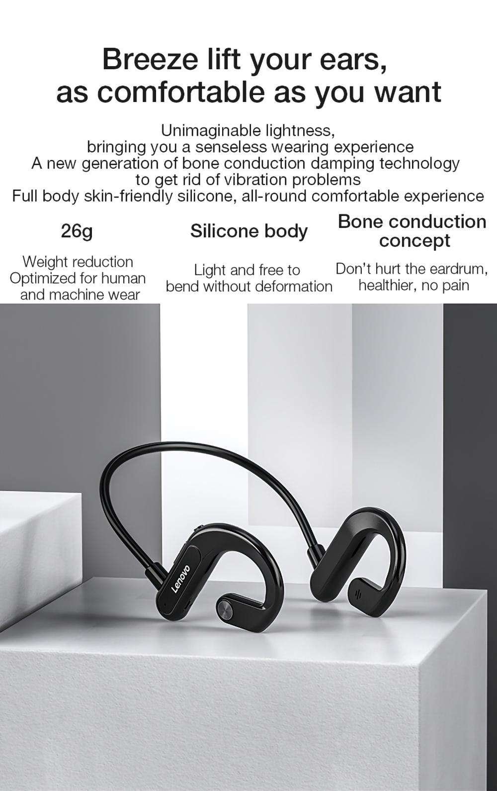 Original Thinkplus Lenovo X3 Wireless Bluetooth Neckband Air Conduction Sport Headphone