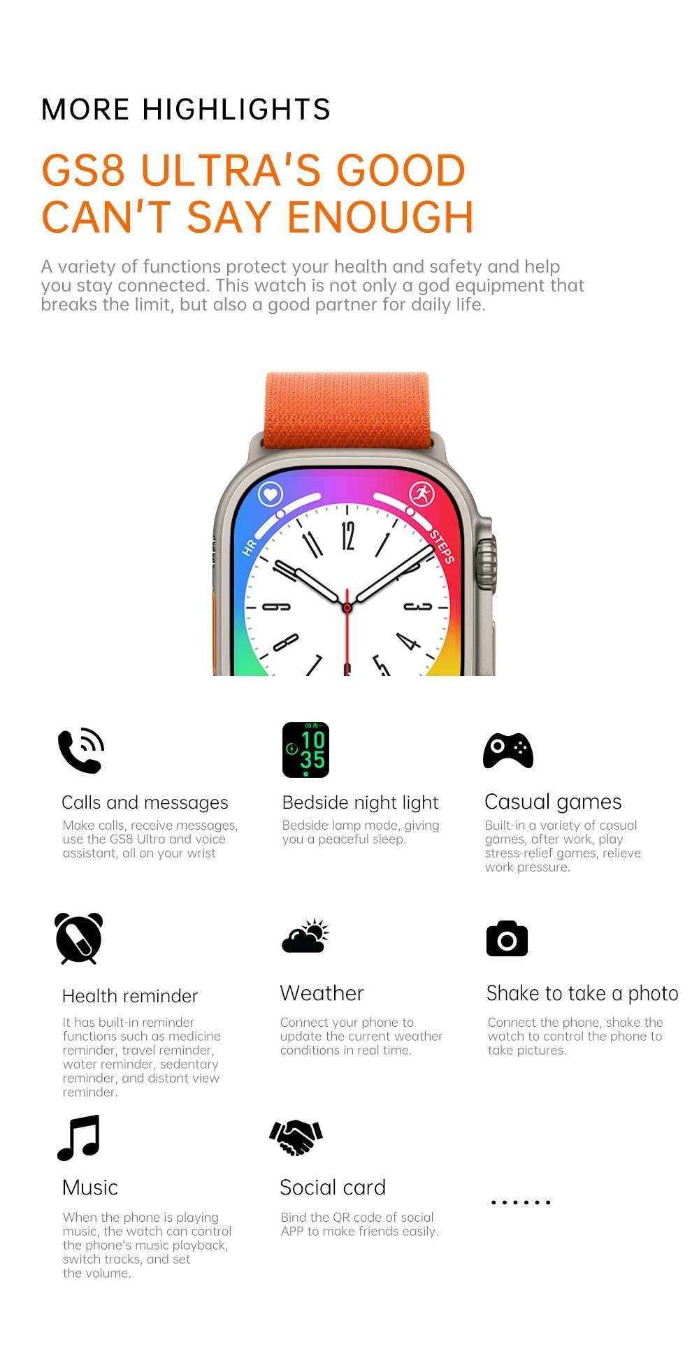 Original GS8 ULTRA 2.05 INCH WATERPROOF SMART WATCH GS8 Ultra Smart Watch