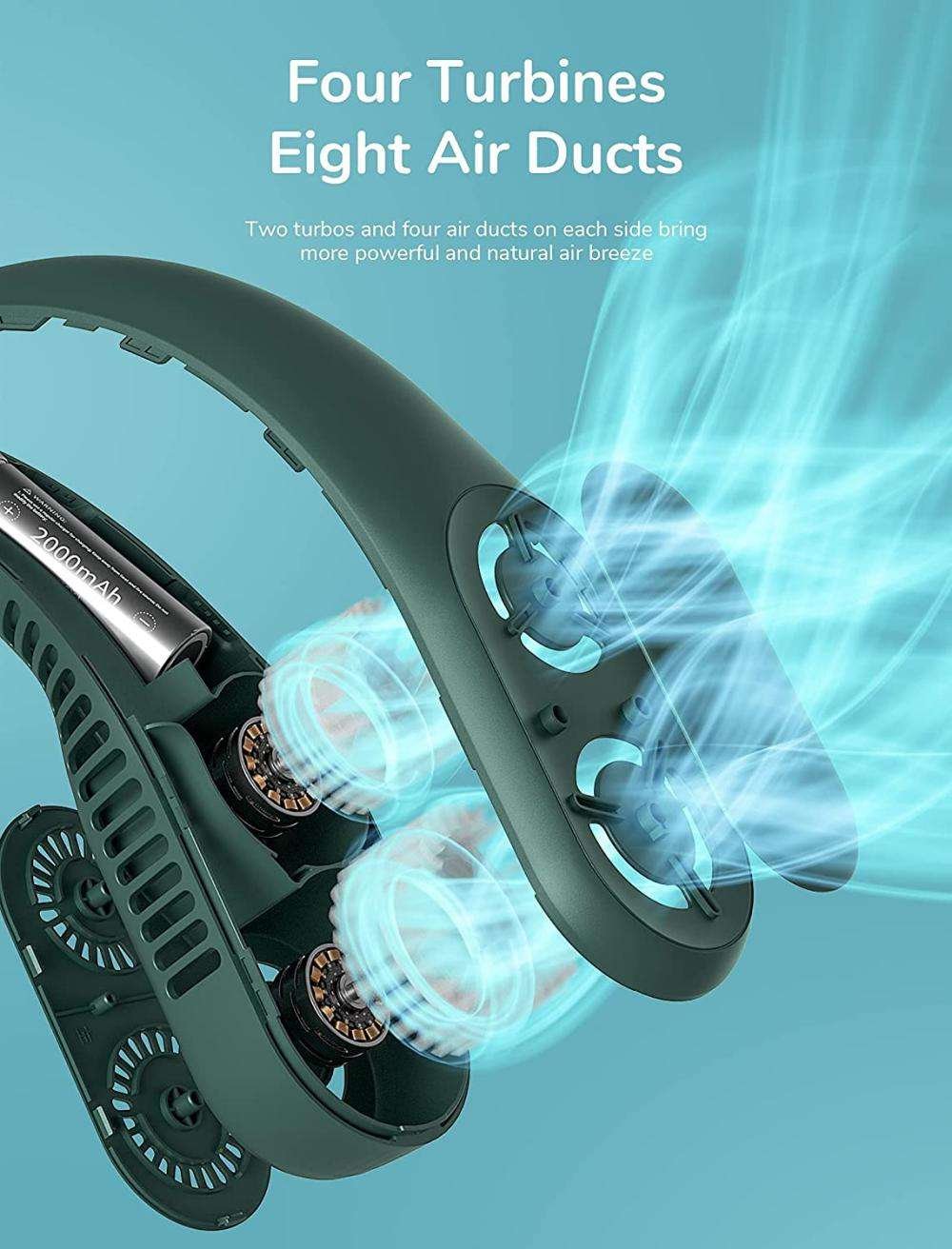 Jisulife Fa12 Neck Fan Rechargeable Fan 4000mah Bladeless Twin Turbine Fan (4)