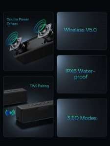 Original Baseus Speaker WSVY000001 V1 Outdoor Waterproof Portable Wireless Speaker Black 15hrs Music Baseus V1 Outdoor Waterproof Wireless Speaker