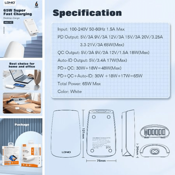 LDNIO-A6573C-6-Port-65W-Super-Fast-Charging-Desktop-Charger-6