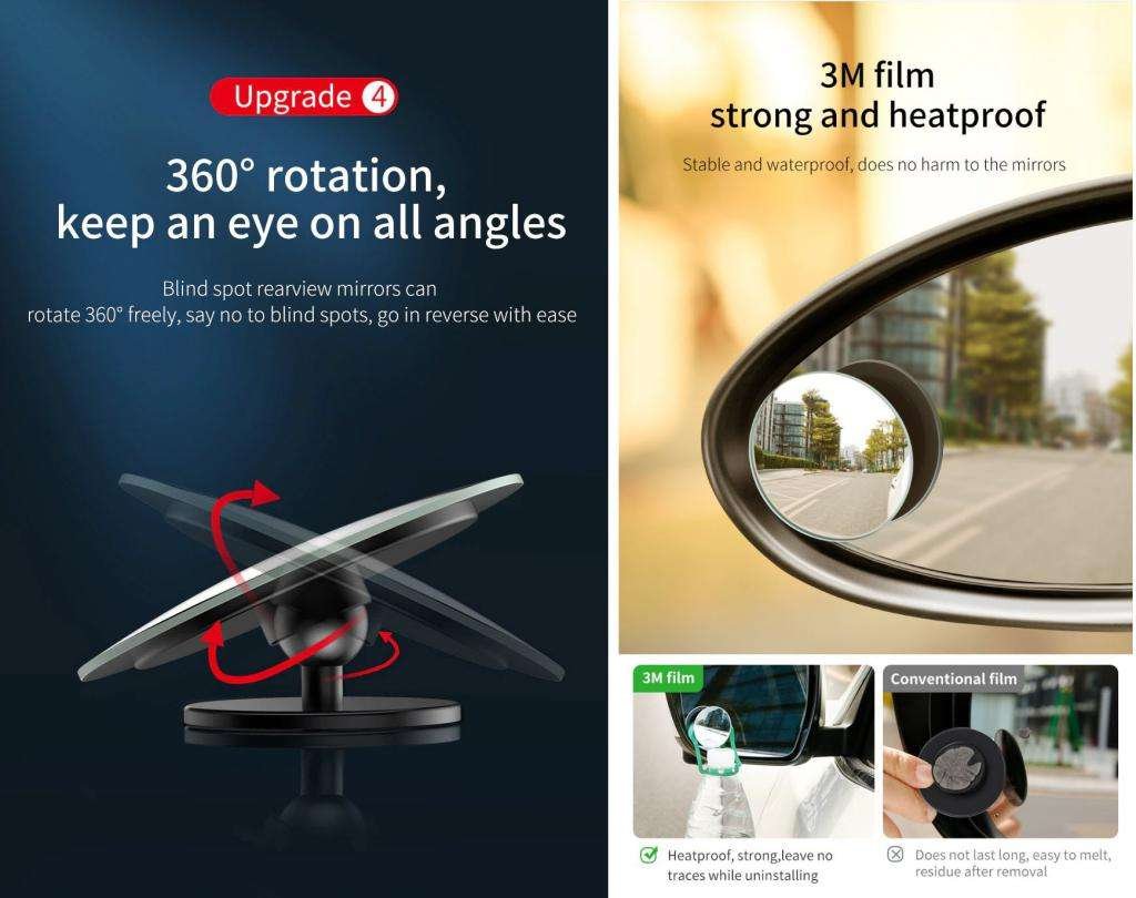 Baseus 2pcs 49mm Car Blind Spot Rearview Mirror (5)