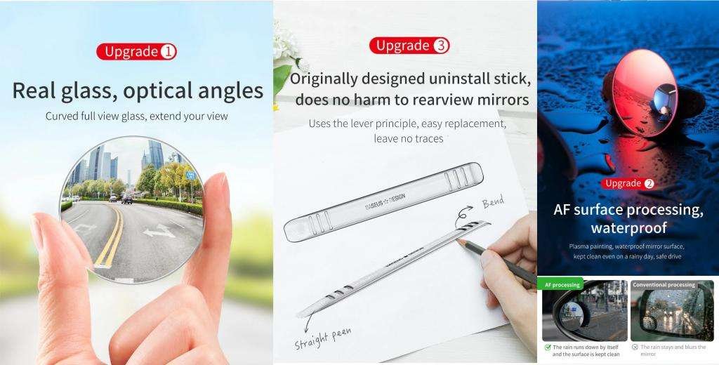 Baseus 2pcs 49mm Car Blind Spot Rearview Mirror (3)