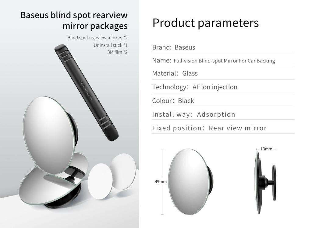 Baseus 2pcs 49mm Car Blind Spot Rearview Mirror (4)