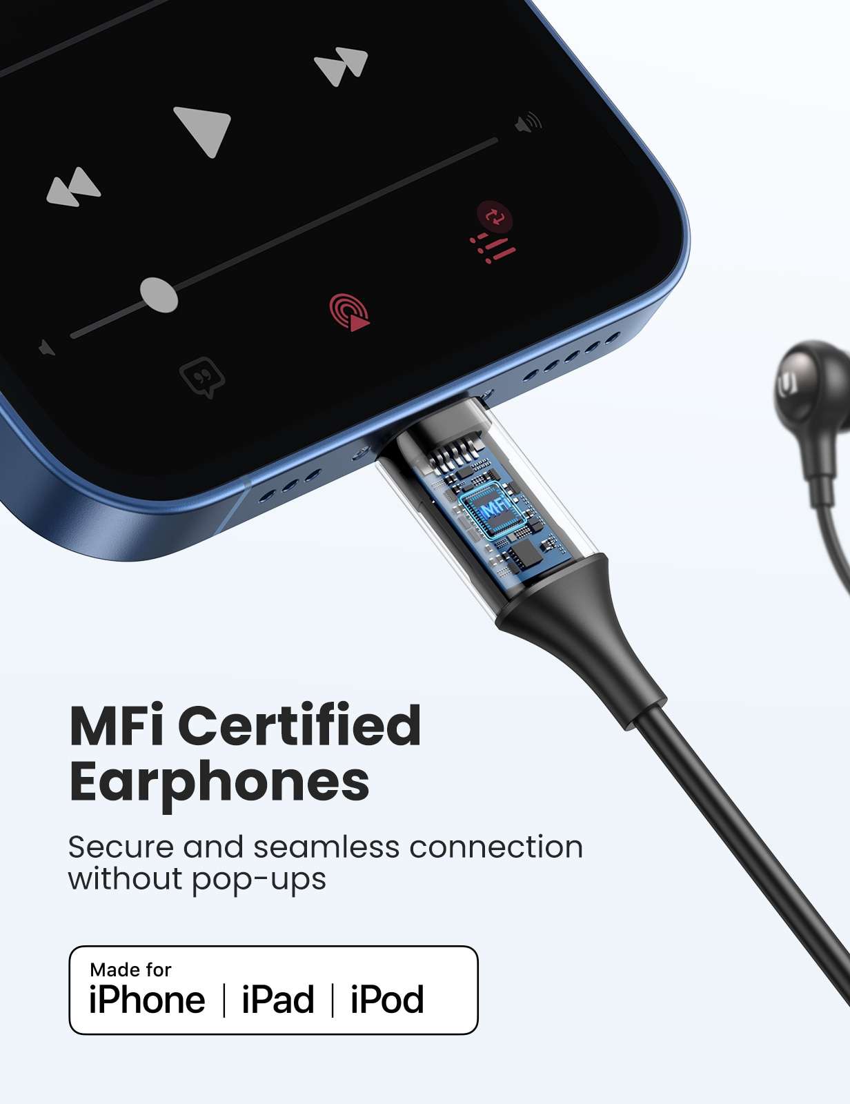 Original UGREEN in ear earphones with lightning connector for iphone ipad ipod