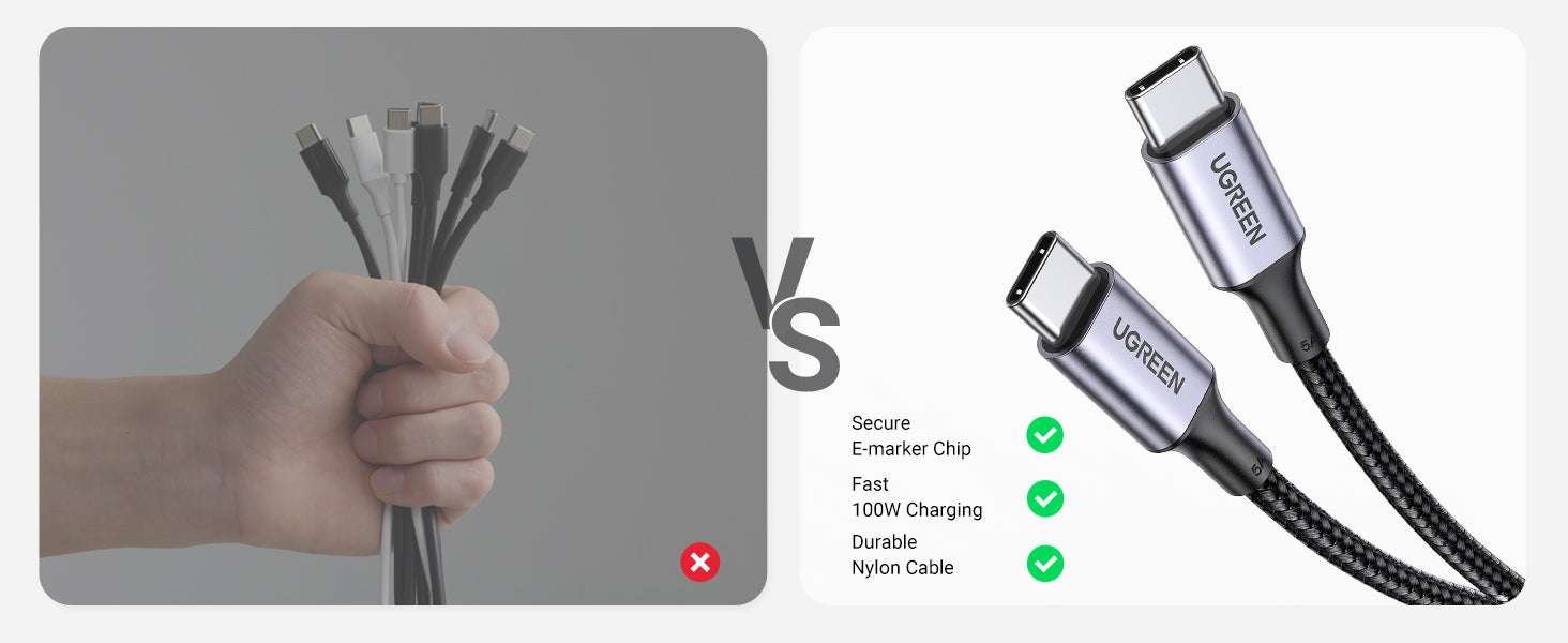 Original UGREEN 100W USB C Cable to USB C Cable 1.5m - dark grey US316 Original UGREEN 100W USB C Cable to USB C Cable 1.5m - dark grey US316