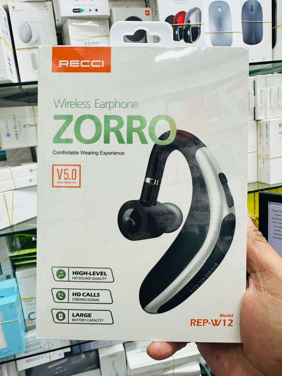 Original RECCI ZORRO REP-W12 Wireless Bluetooth 5.0 Earphone Sport Stereo Headset With Mic