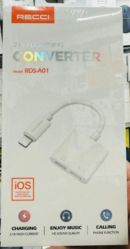 Original RECCI RDS-A01 2 IN 1 LIGHTNING CONVERTER Original RECCI RDS-A01 2 IN 1 LIGHTNING CONVERTER