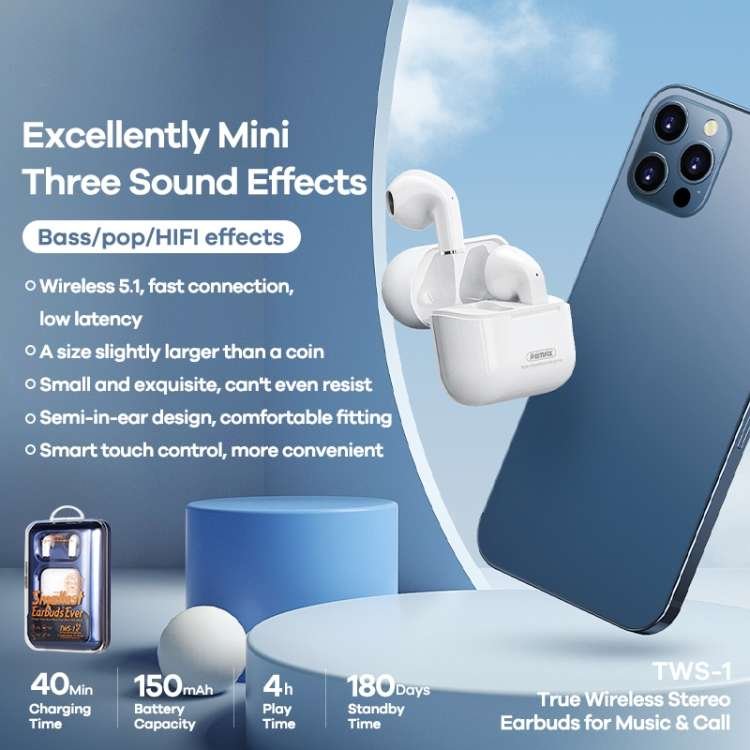 Original REMAX TWS-1 True Wireless Stereo Music Bluetooth Earphone(White) REMAX TWS-1 True Wireless Stereo Music Bluetooth Earphone(White) - 3