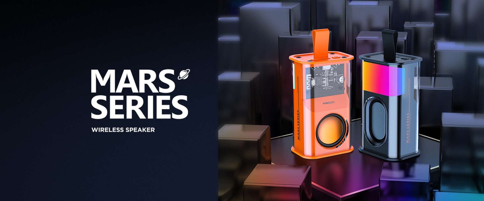 Original RECCI RSK-W30 Transparent Wireless Speaker with RGB Light Original RECCI RSK-W30 Transparent Wireless Speaker with RGB Light