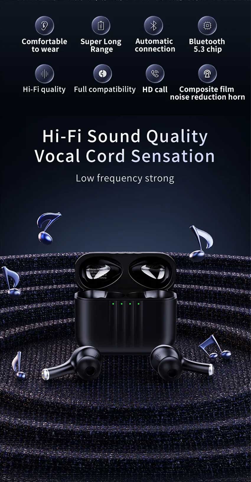 Original Recci REP-W55 Haydn TWS Wireless Earbuds ANC Active Noise Cancellation HD Calls ENC Call Noise Reduction Technology In Ear Recci-REP-W55-Wireless-Earbuds.jpg?1682581903442