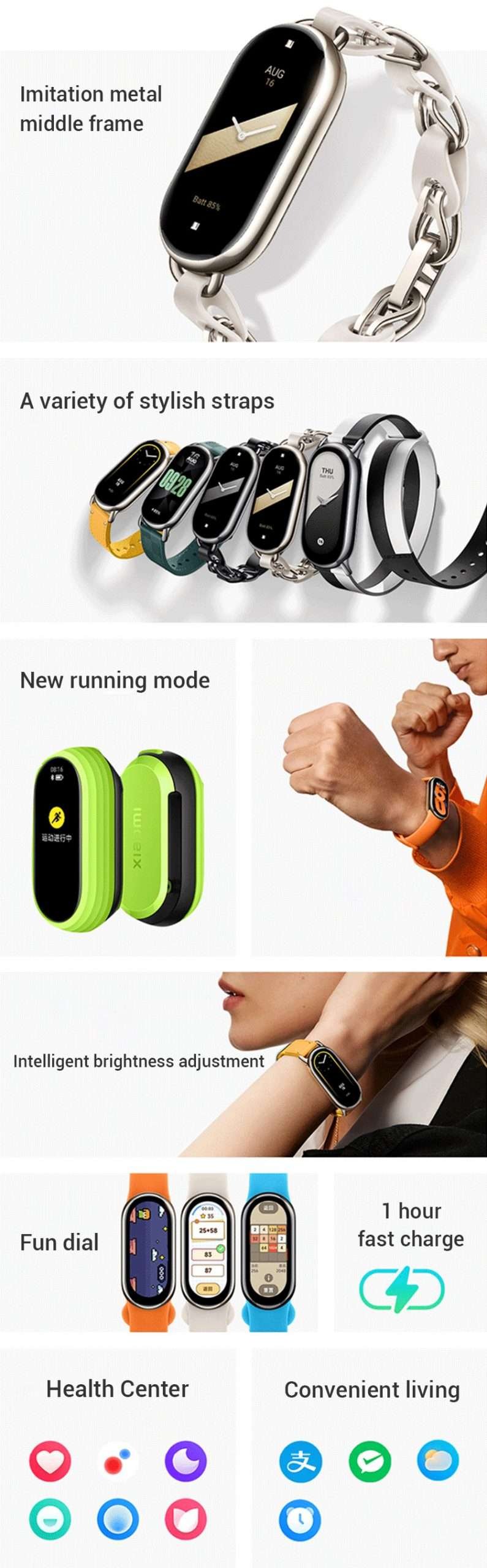 Original Xiaomi Mi Band 8 With AMOLED Display Xiaomi Mi Band 8 Smart Bracelet