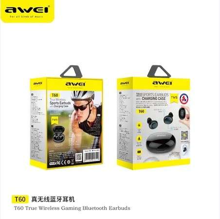 Original Awei T60 TWS Wireless Earphones ENC In Ear Mini Earbuds Bluetooth 5.1 Smart Noise Reduction Earbuds Headset