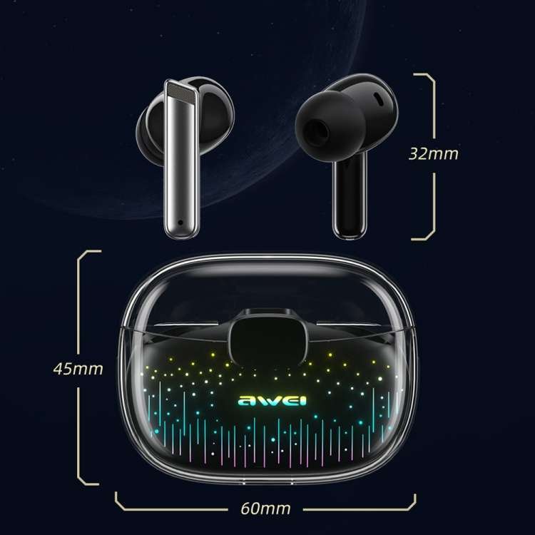 Original Awei T52 Pro True Wireless Gaming Bluetooth Earbuds (Glass Pattern) awei T52 Pro True Wireles Gaming Bluetooth Earbuds(Glass Pattern) - B1