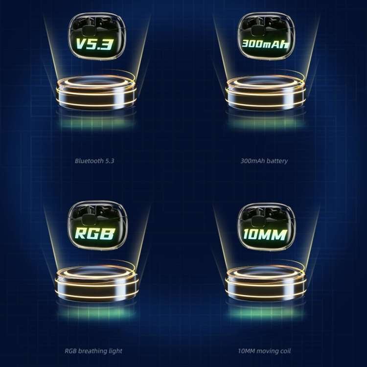 Original Awei T52 Pro True Wireless Gaming Bluetooth Earbuds (Glass Pattern) awei T52 Pro True Wireles Gaming Bluetooth Earbuds(Glass Pattern) - B2