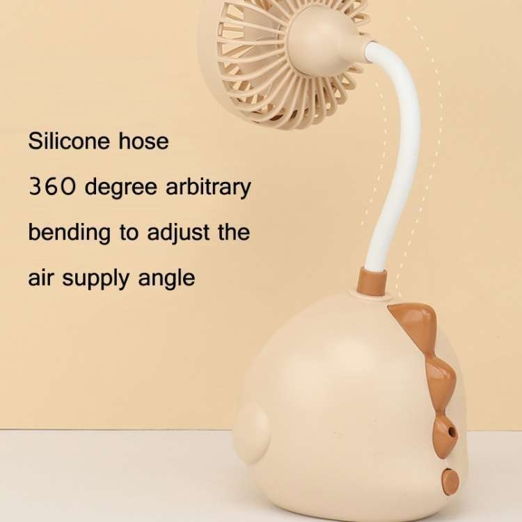 Original Mini FanMuteCoolRechargeableCartoon Deer Horn Summer Desk Mini Fan Pen Holder for Dormitory Dinosaur Desktop With Pen Holder Fan USB Charging Rotating Hose Portable Fan(White) - B3
