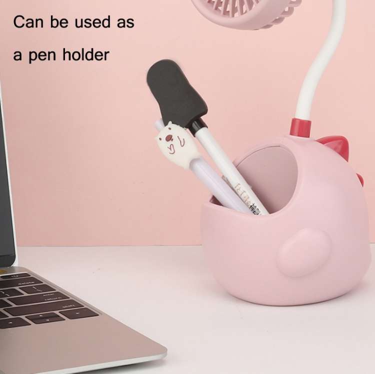 Dinosaur Desktop With Pen Holder Fan USB Charging Rotating Hose Portable Fan(White) - B5