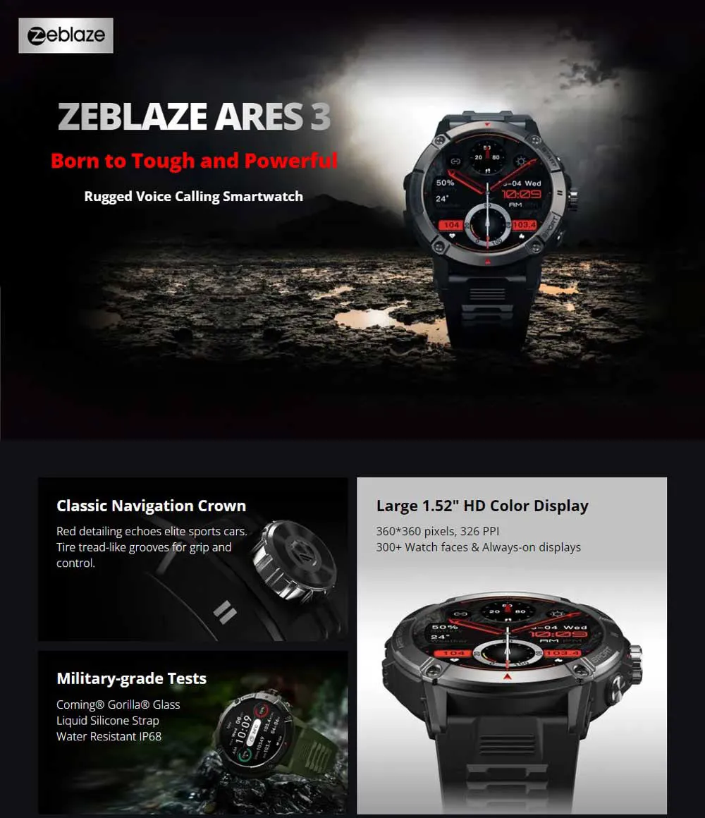 Zeblaze Ares 3 Rugged Bluetooth Calling Smart Watch (1)