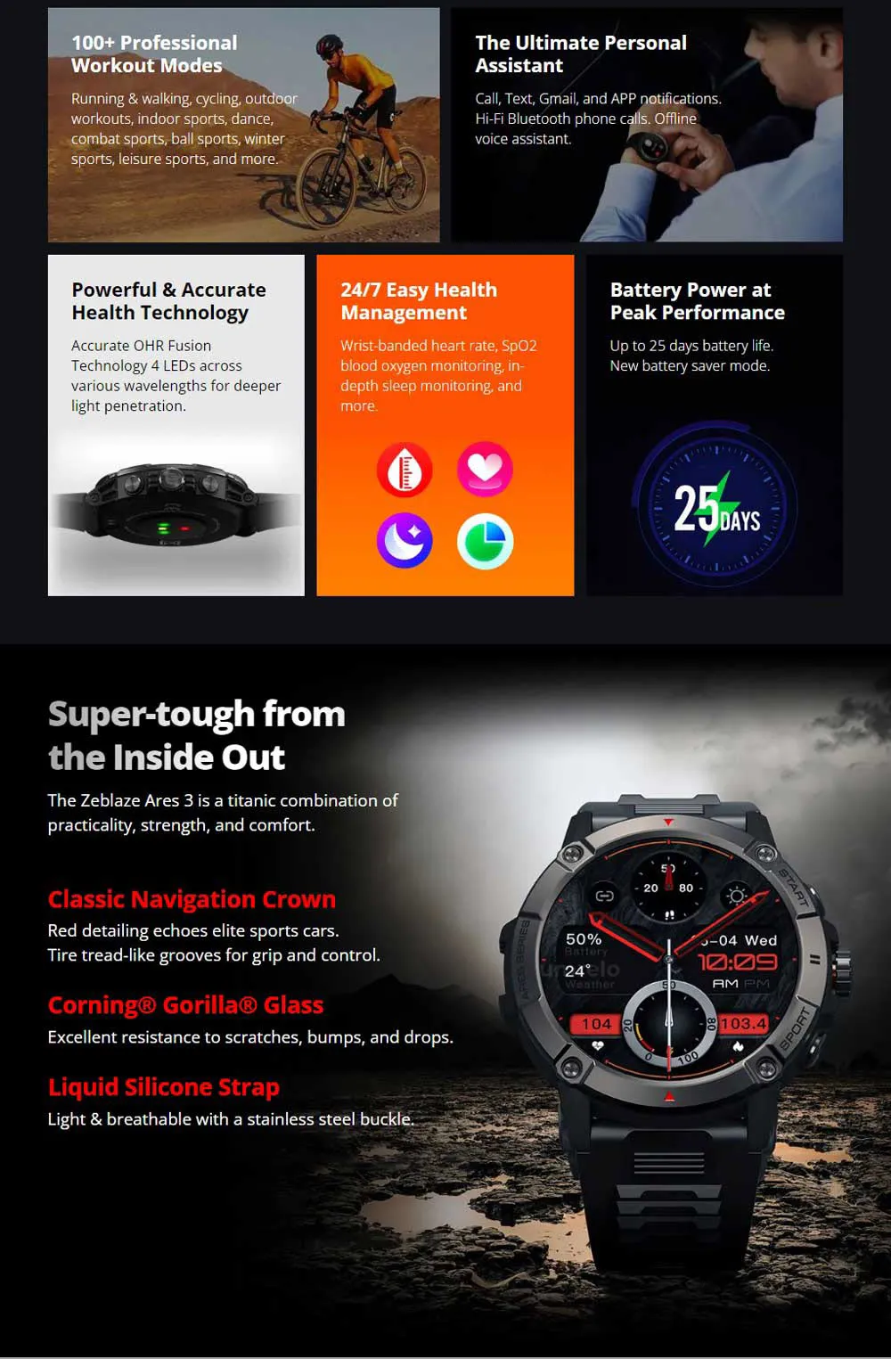 Zeblaze Ares 3 Rugged Bluetooth Calling Smart Watch (4)