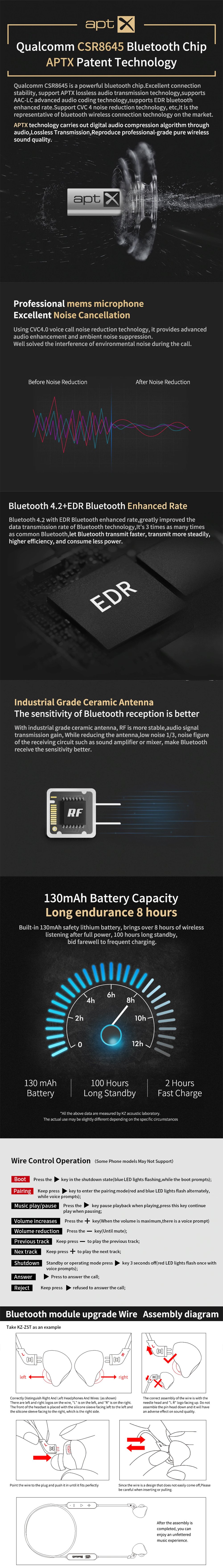 KZ-aptX-Wireless-Bluetooth-Module-Upgrade-Wir-3e Original KZ 0.75mm C Pin Plus Bluetooth Earphones Cable for KZ-ZSN/ZSNpro/ZS10pro/AS16