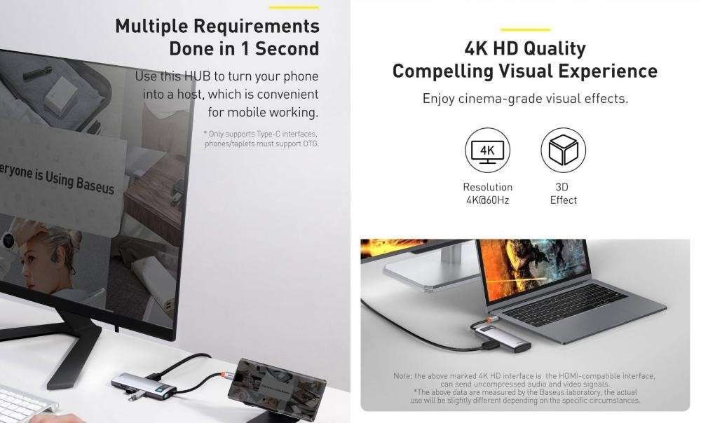 Baseus Metal Gleam Series 5 In 1 Multifunctional Type C Hub Docking Station (4)
