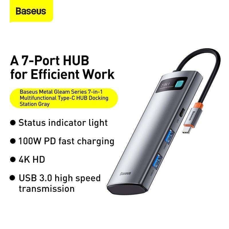 Baseus Type C Hub Metal Gleam Series 7 In 1 Multifunctional Docking Station (3)